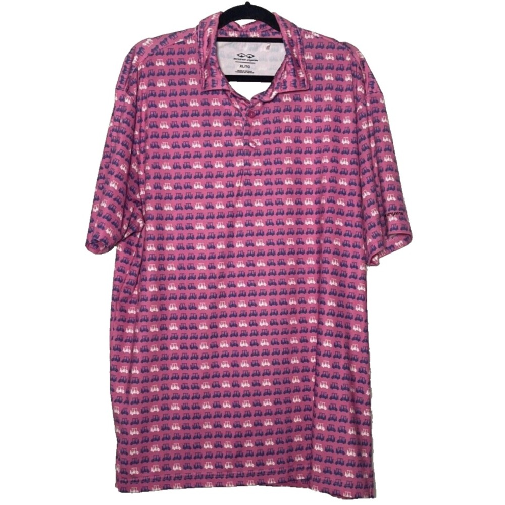 Snake Eyes Shirt Men's XL Pink Performance Polo Golf Cart AOP